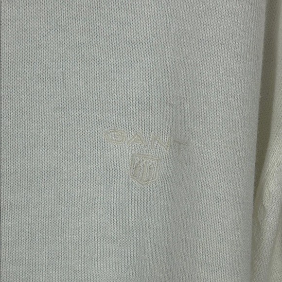 Gant White Cream Cotton Silk Wool Blend Crewneck Sweater Size XL - Picture 7 of 9
